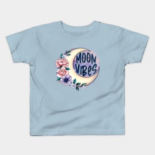 Moon vibes, floral moon design Kids T-Shirt